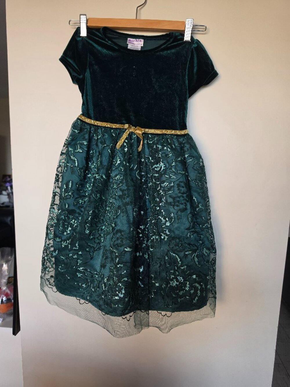 ✨ Blueberi Boulevard Girls Velvet & Glitter Lace Holiday Dress ✨ Size 6X
